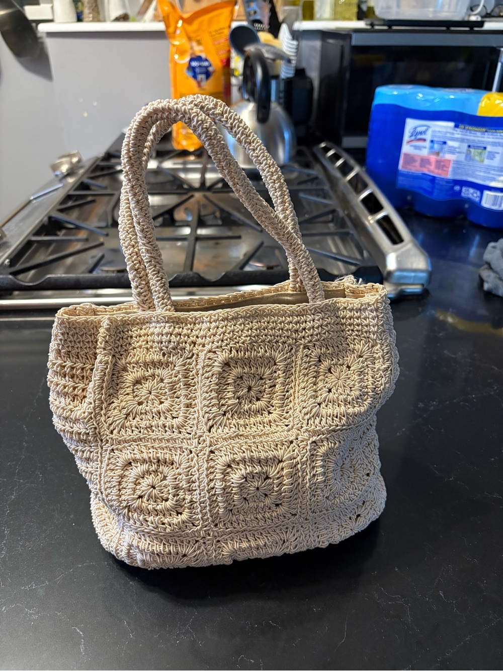 Handcrafted Crochet Mini Tote Bag in Natural Beige